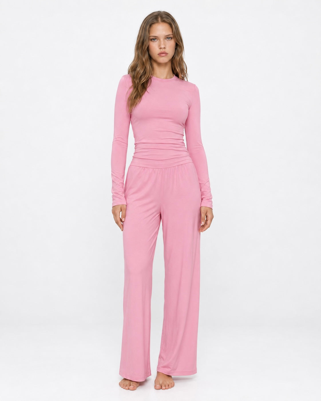 Ensemble pyjama femme 2 pièces à manches longues - Rose