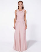 Robe longue col bénitier, taille froncée — Sorellea