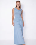 Robe longue col bénitier, taille froncée — Sorellea