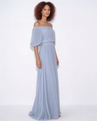 Robe longue plissée, épaules dénudées — Sorellea