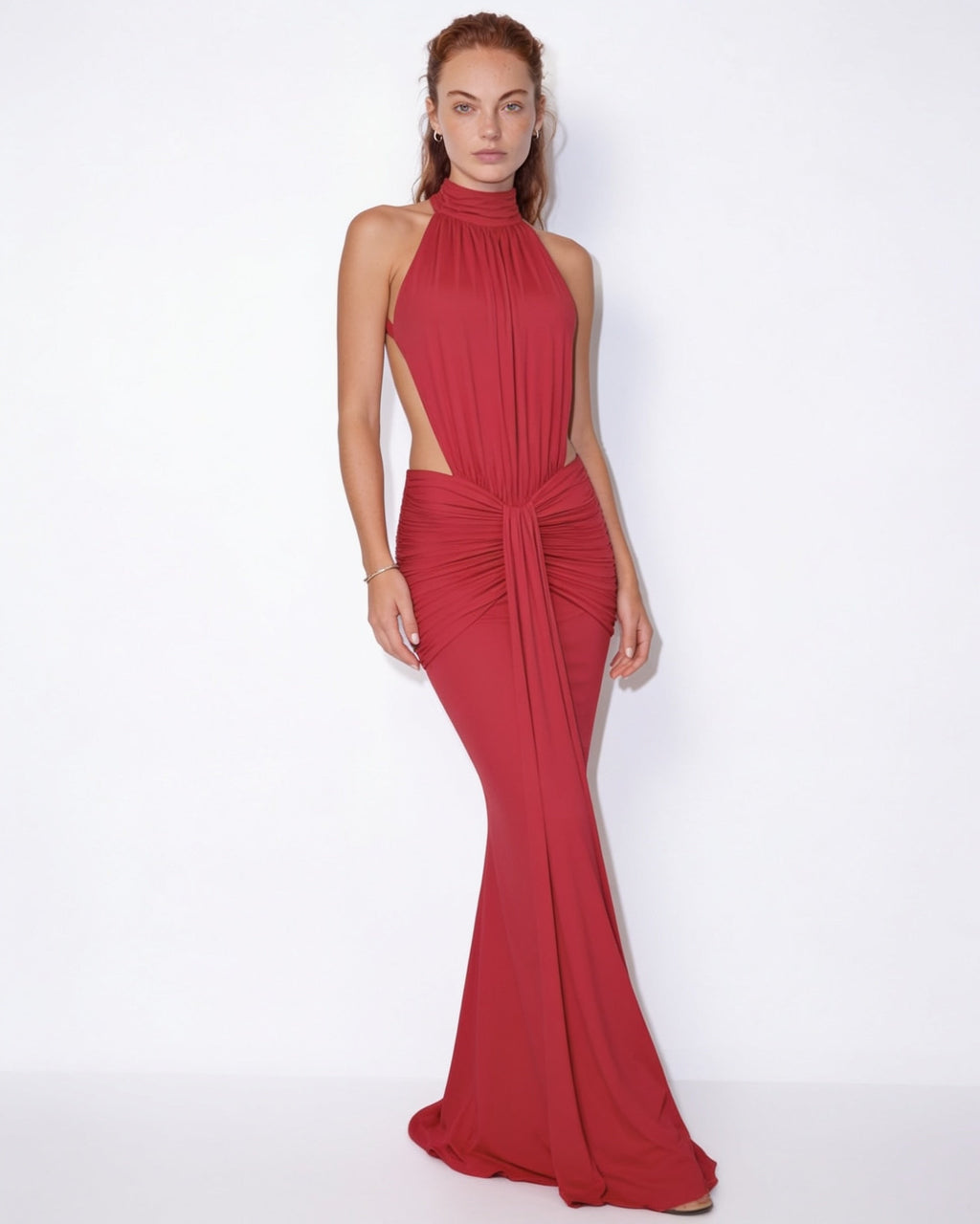 Robe longue sirène dos-nu à découpes — Sorellea