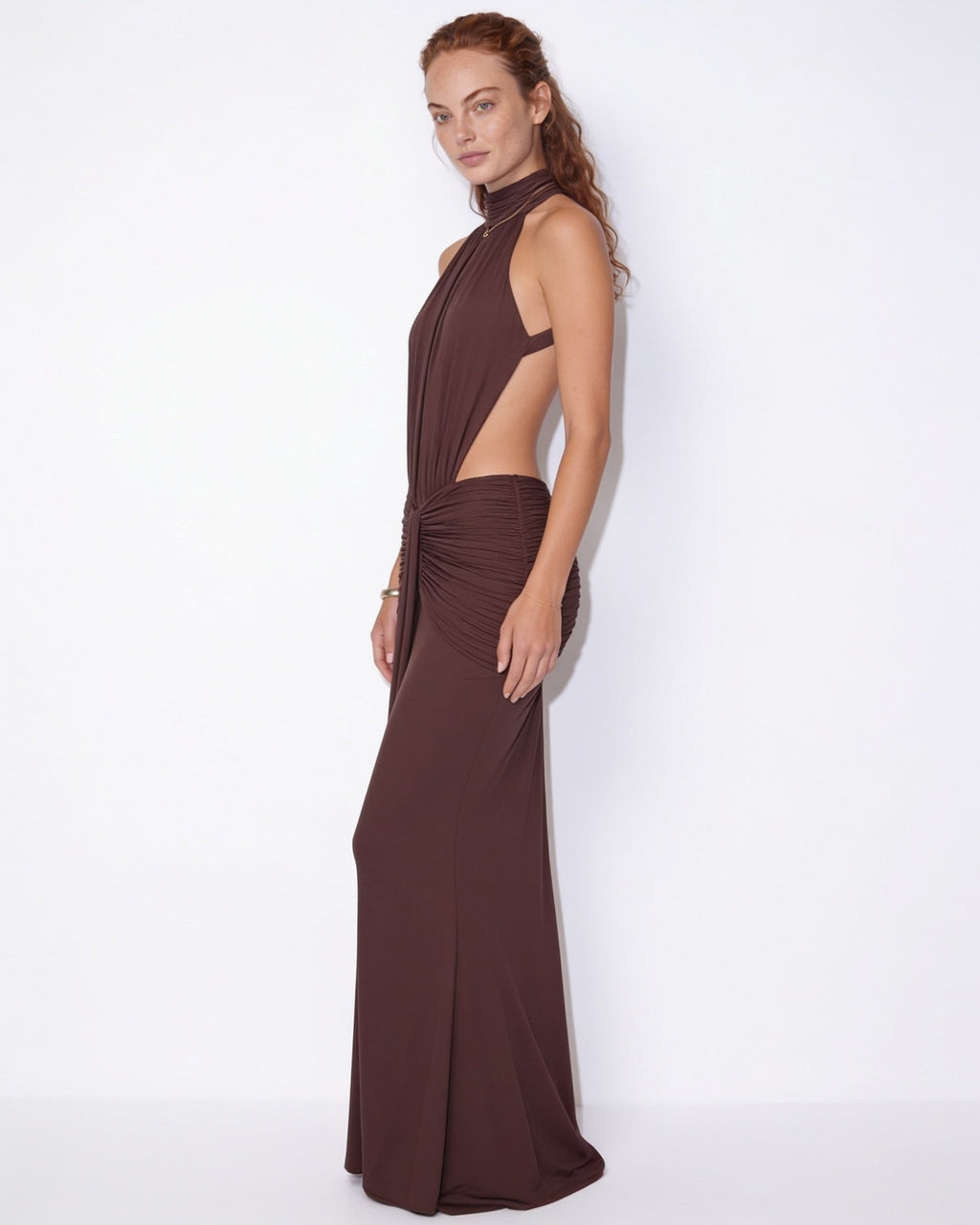 Robe longue sirène dos-nu à découpes — Sorellea