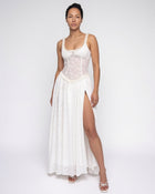 Robe longue corset fendue à fleurs — Sorellea