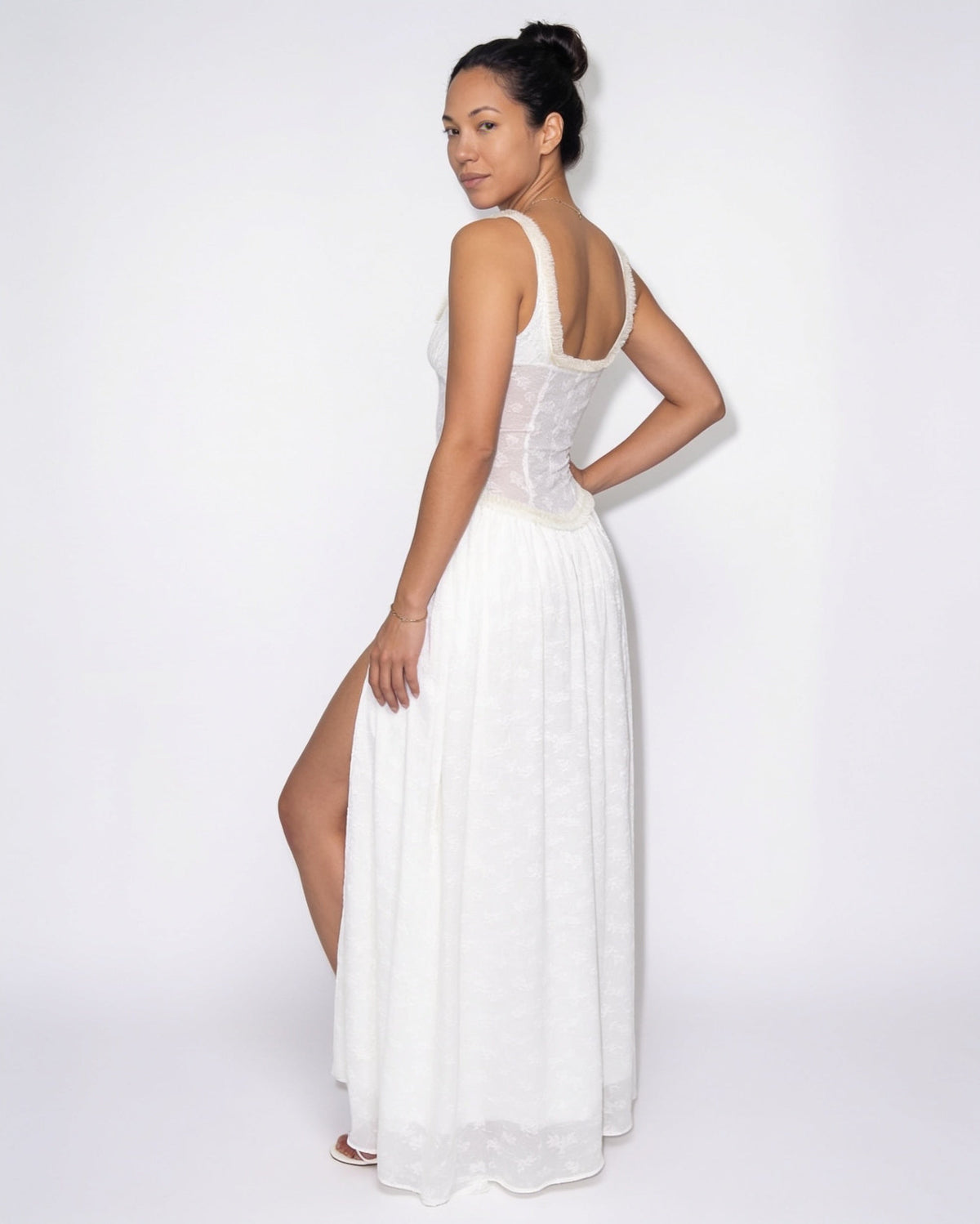 Robe longue corset fendue à fleurs — Sorellea