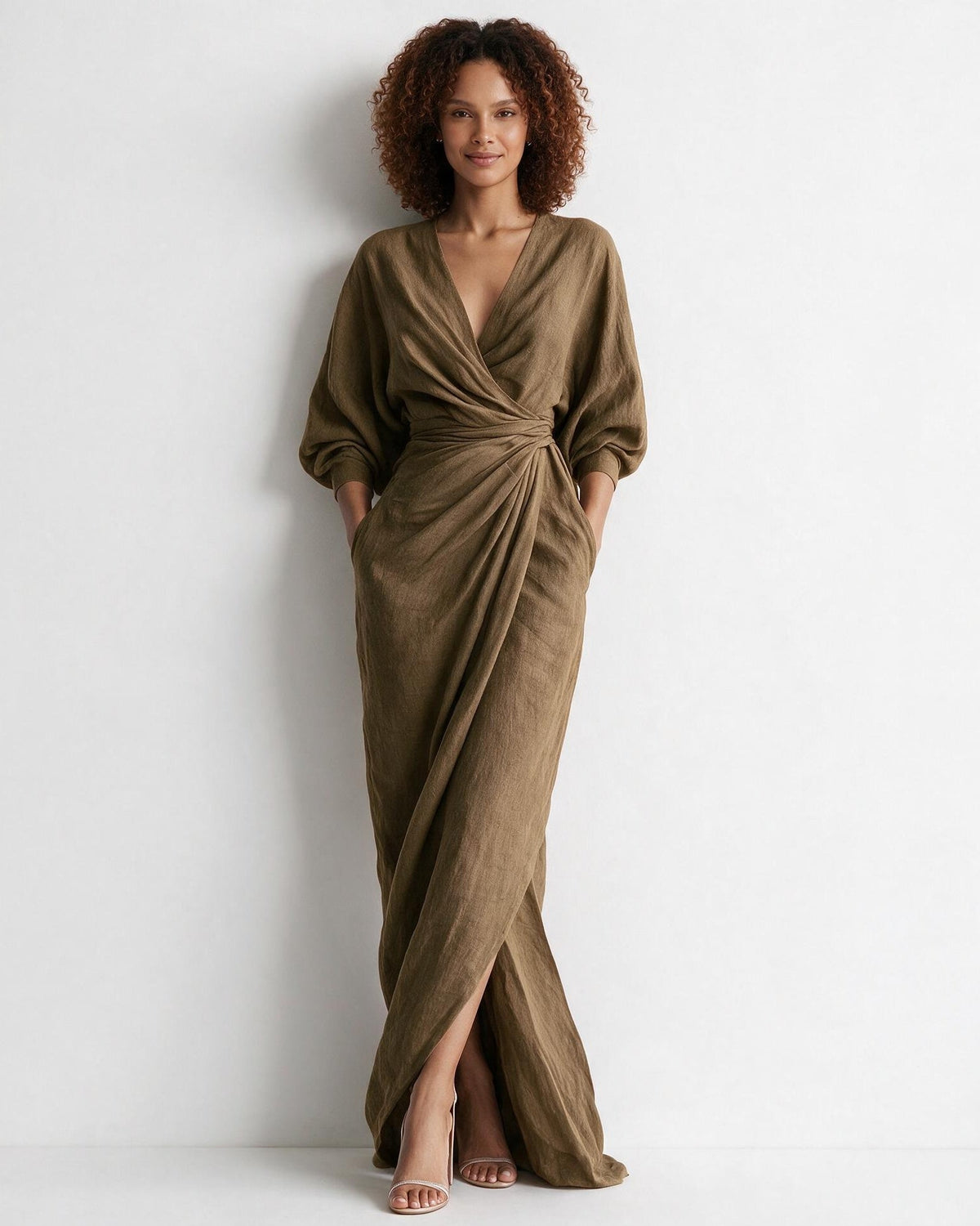 Robe longue portefeuille à nœud torsadé — Sorellea