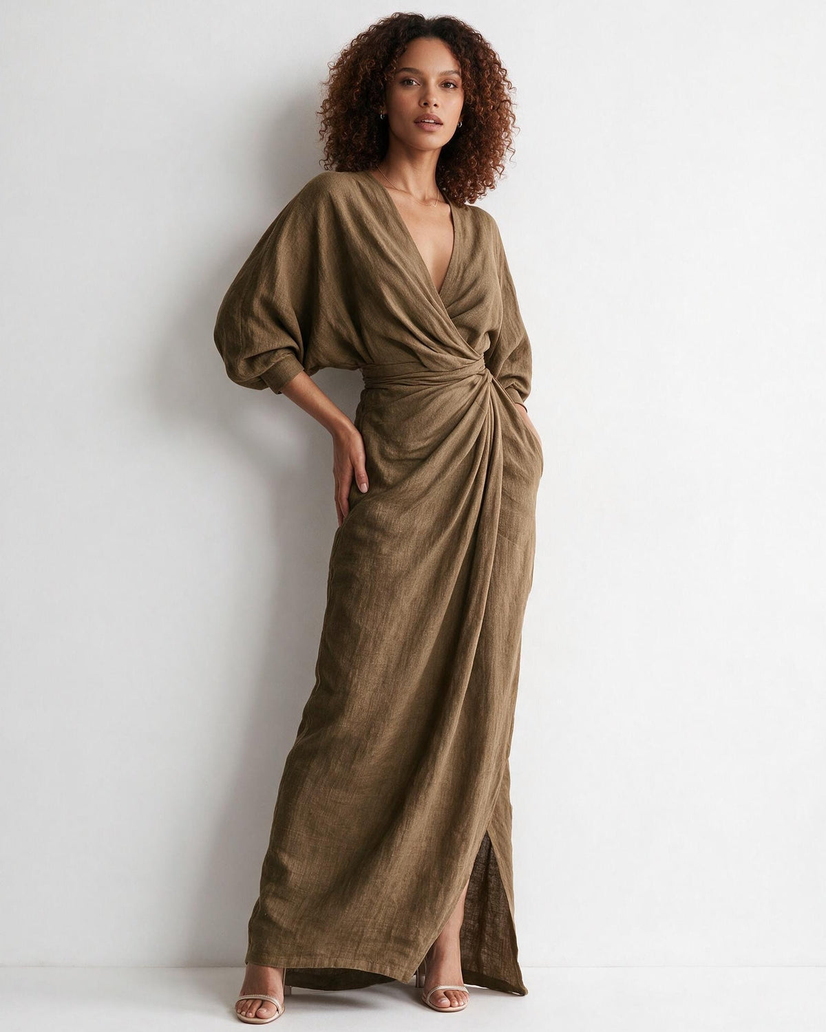Robe longue portefeuille à nœud torsadé — Sorellea