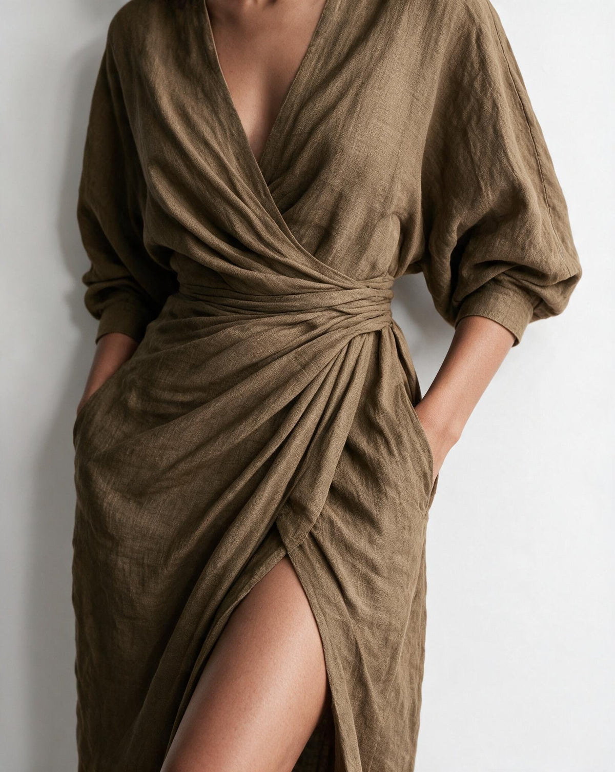 Robe longue portefeuille à nœud torsadé — Sorellea