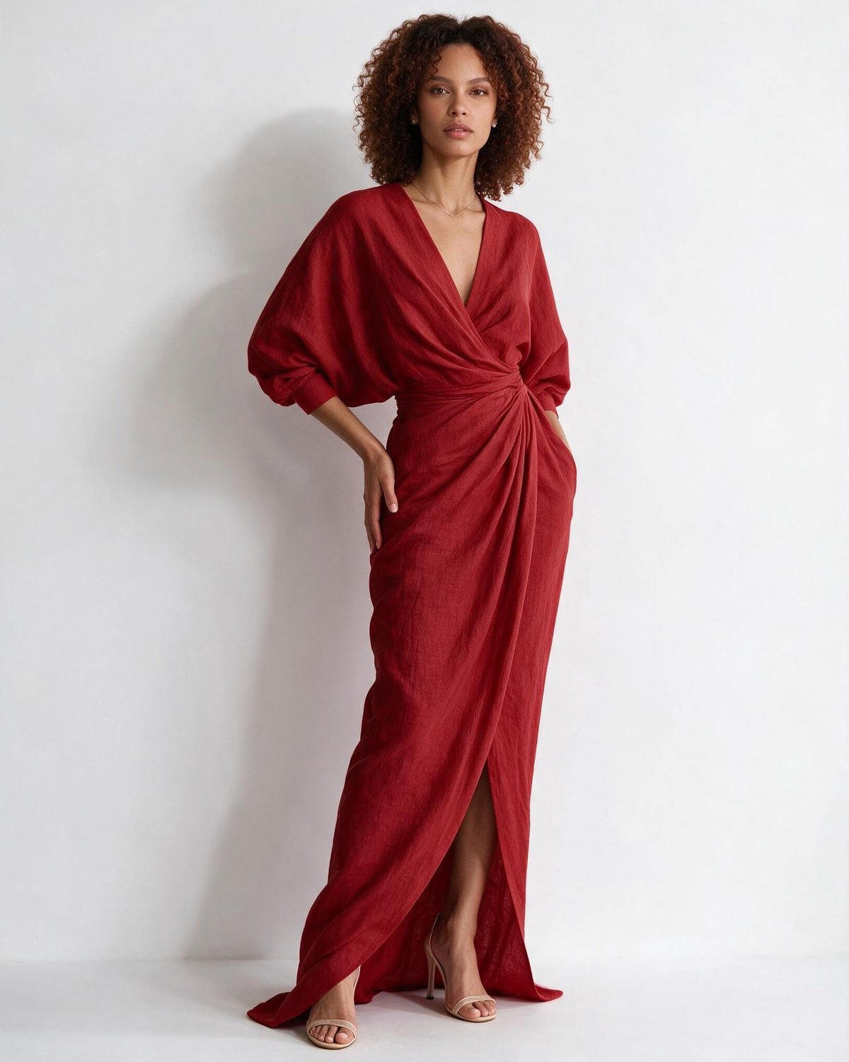 Robe longue portefeuille à nœud torsadé — Sorellea