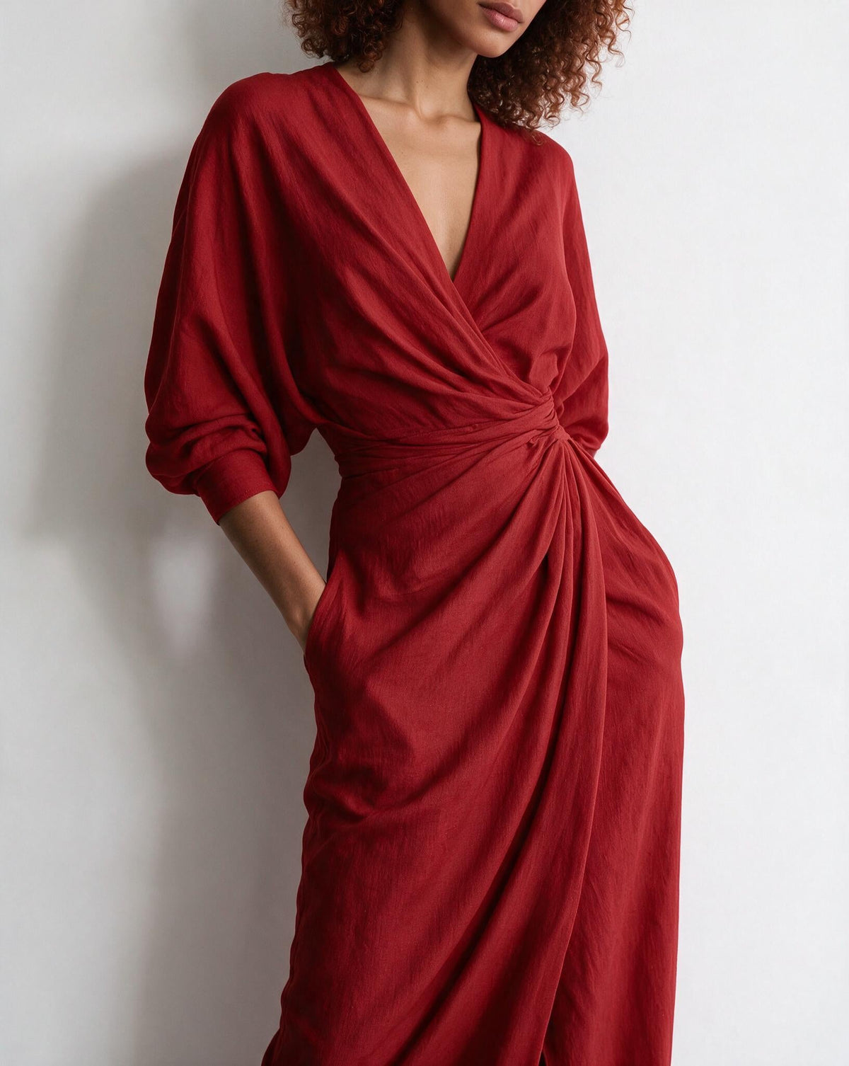 Robe longue portefeuille à nœud torsadé — Sorellea