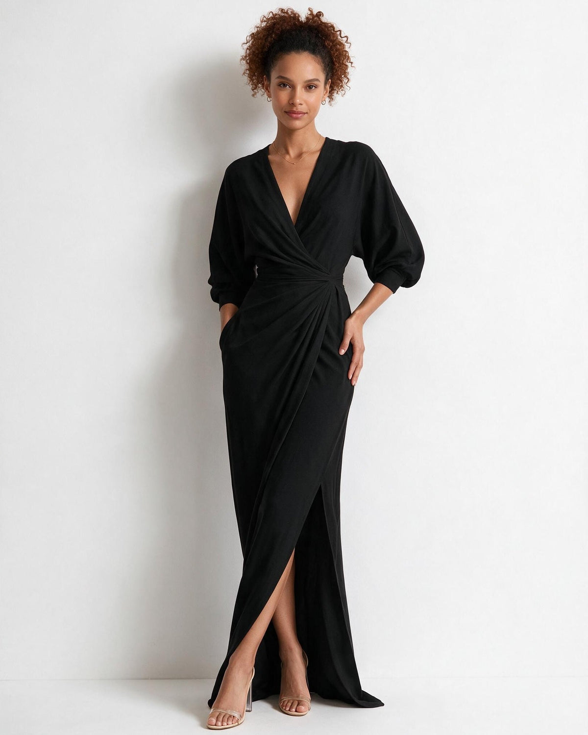 Robe longue portefeuille à nœud torsadé — Sorellea