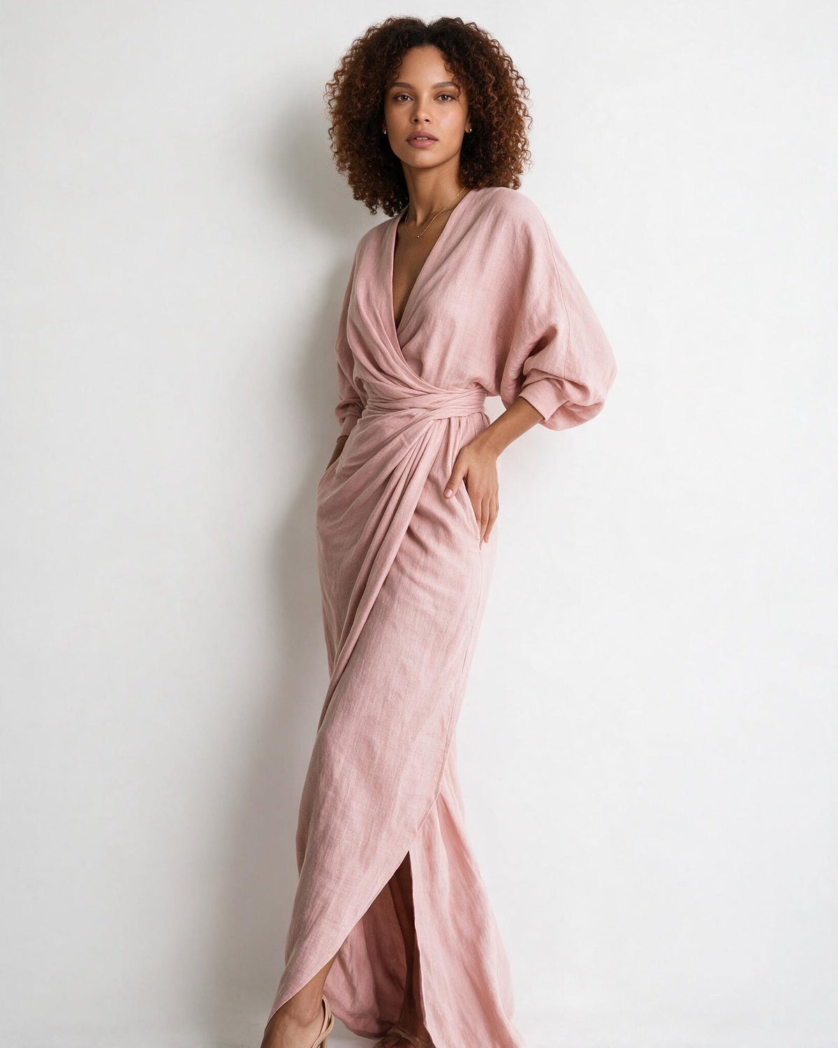 Robe longue portefeuille à nœud torsadé — Sorellea