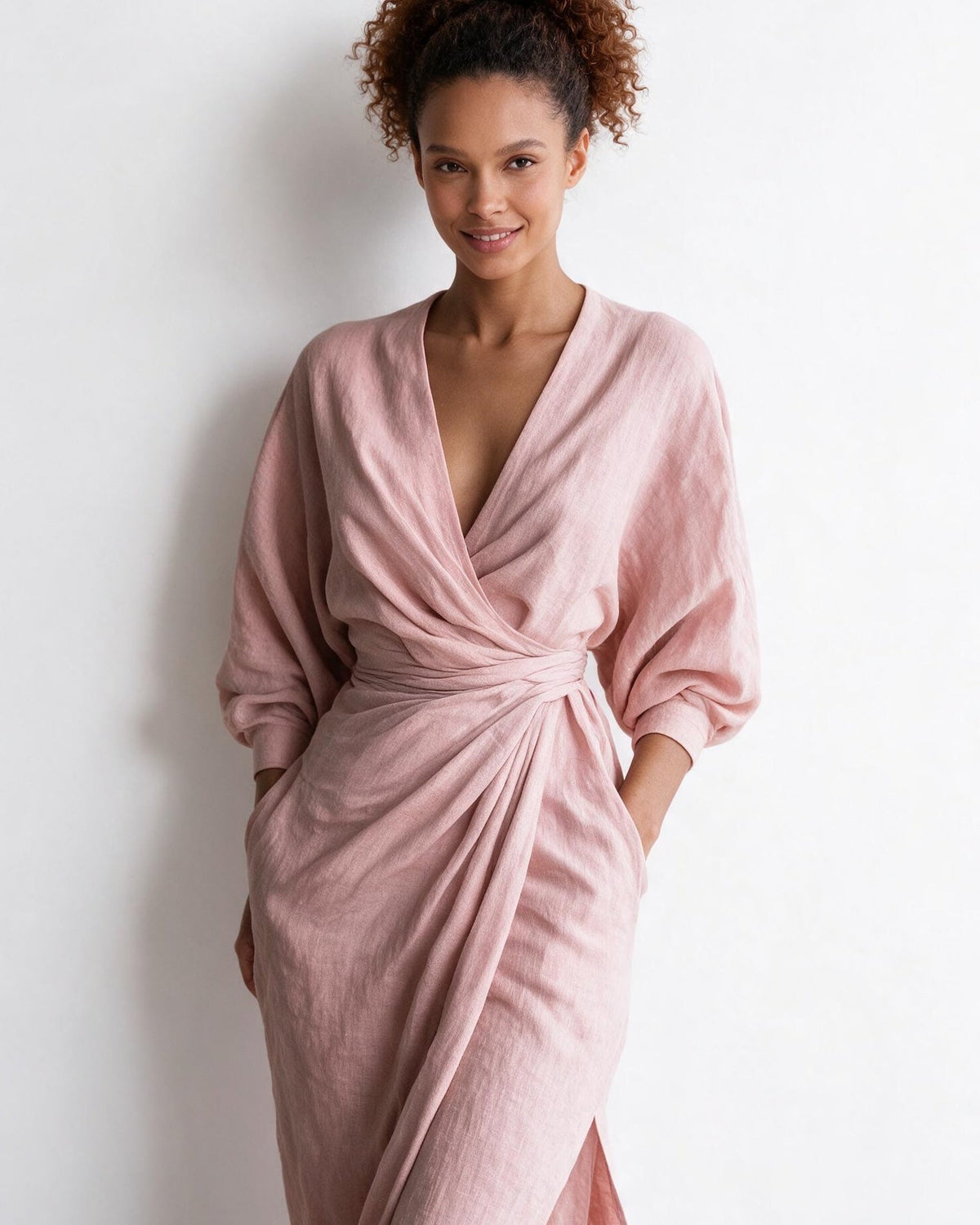 Robe longue portefeuille à nœud torsadé — Sorellea