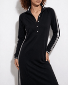 Robe longue polo en coton à bandes contrastées — Sorellea