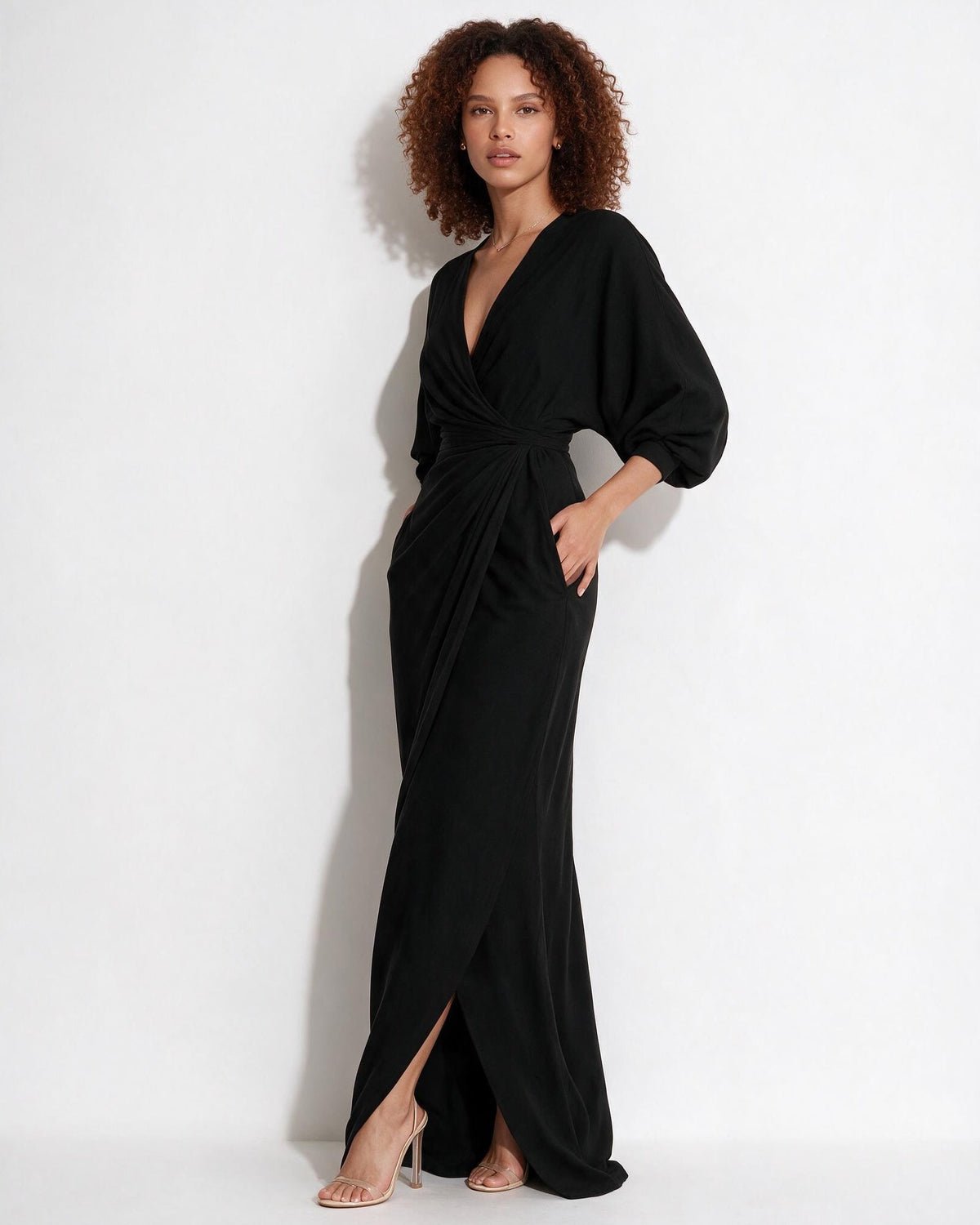 Robe longue portefeuille à nœud torsadé — Sorellea