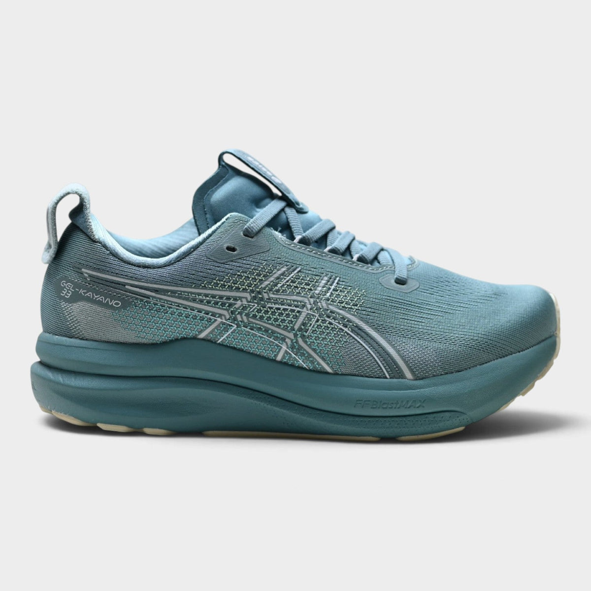 Chaussures de running Asics Gel Kayano 33 homme - Brumeux Bleu canard / Lumineux Jaune