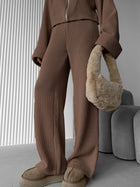Ensemble maille femme veste zippée et pantalon large